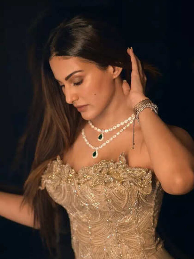 Amyra Dastur dazzles in an exquisite golden off-shoulder ensemble